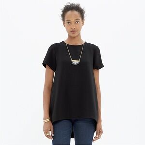 Worn 2x Madewell Leather Trim Tailored Tee in Black